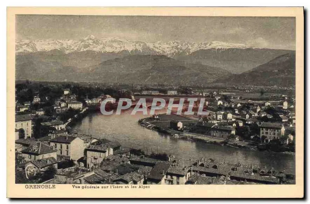 Grenoble — Allgemeiner Blick auf die Isère und die Alpen — Edition Martinotto Brüder - Vorderseite