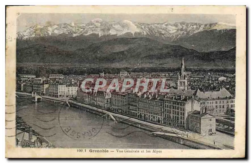 Grenoble — Vista general y las Alpes — Editor : 100.1 - Anverso