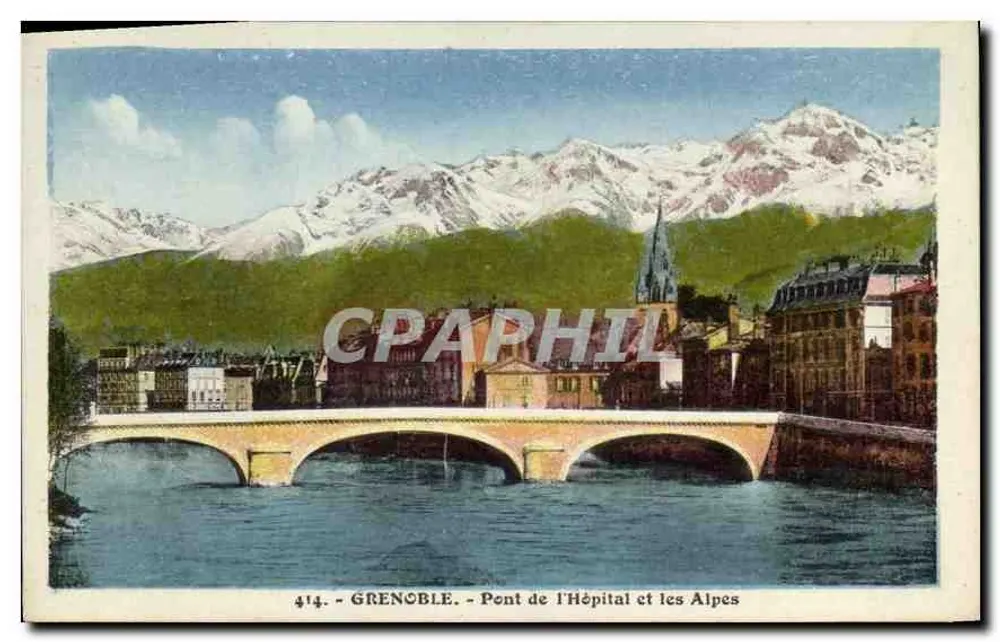 Grenoble - Brücke des Hospitals und die Alpen — Nr. 414 - Vorderseite