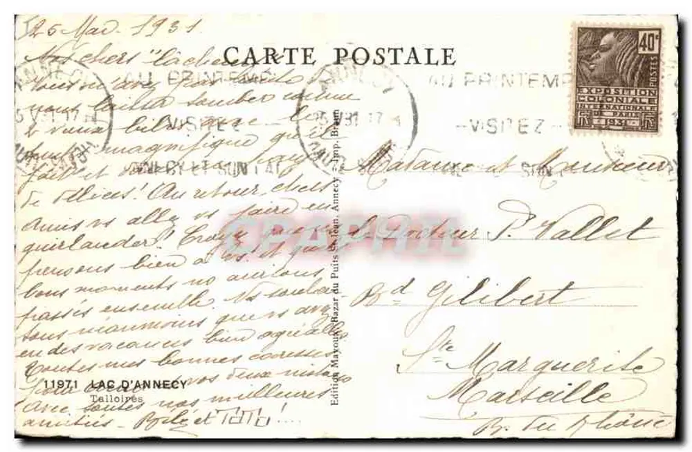 Lake d'Annecy — Hotel L'Abbaye — Uitgave Mayou van Parijs - Achterkant