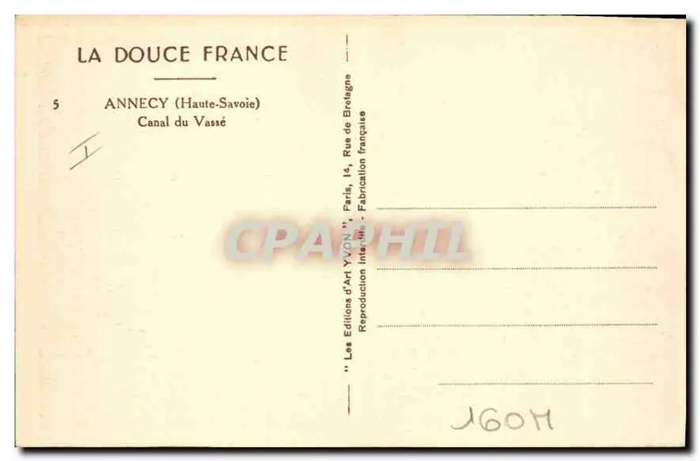 Annecy (Haute-Savoie) - Canal du Vassé - Éditions d'Art Yvon, Paris - Rückseite