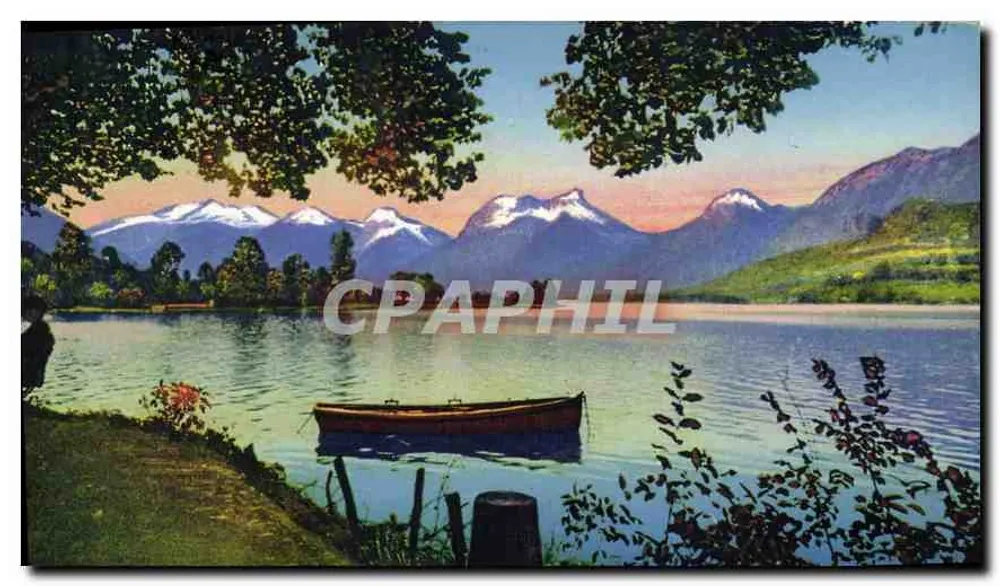 See Annecy — Ansicht des Sees mit schneebedeckten Bergen — Cie des Arts Photomecaniques, CAP 327 - Vorderseite