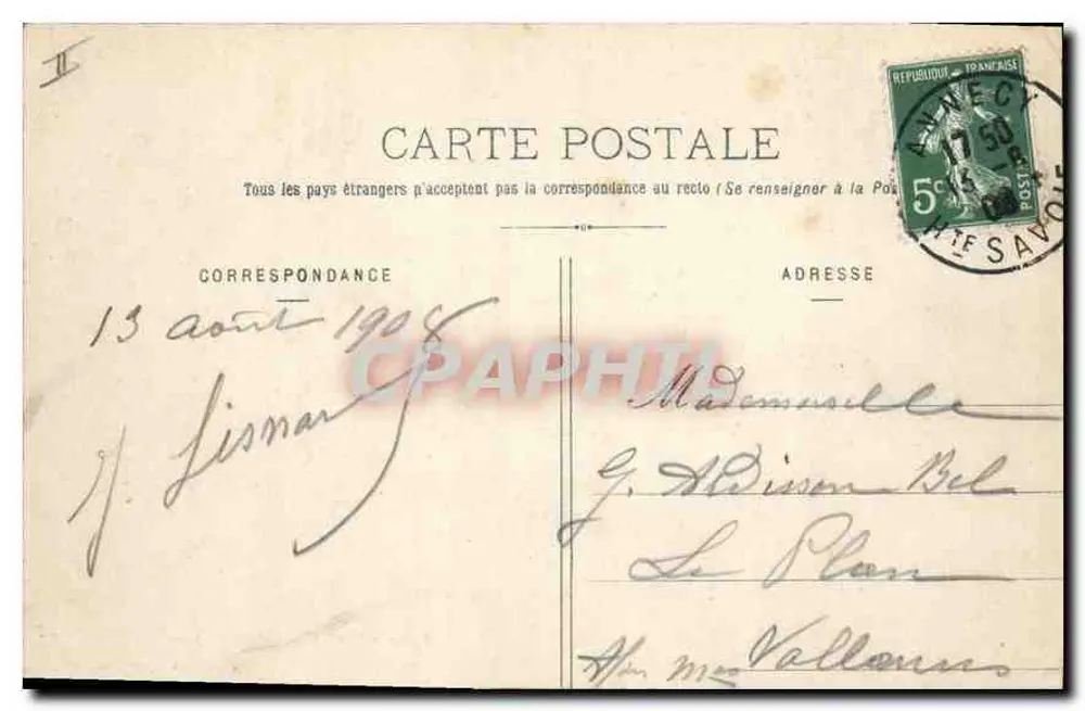 Annecy — L'Île des Cygnes — Pittier, phot.-édit., Annecy - Verso