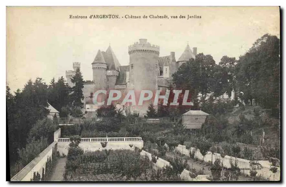 Schloss Chabenet, Ansicht der Gärten — Umgebung von Argenton — A. Cuvillier, Fot. Argenton, Rahmen - Vorderseite