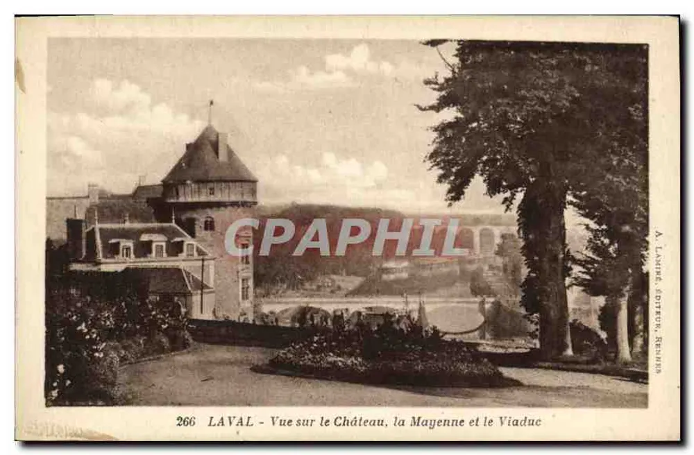 Laval — Blick auf Schloss, Mayenne und Viadukt — A. Lagne, Vereinigte Verlage, Nr. 266 - Vorderseite