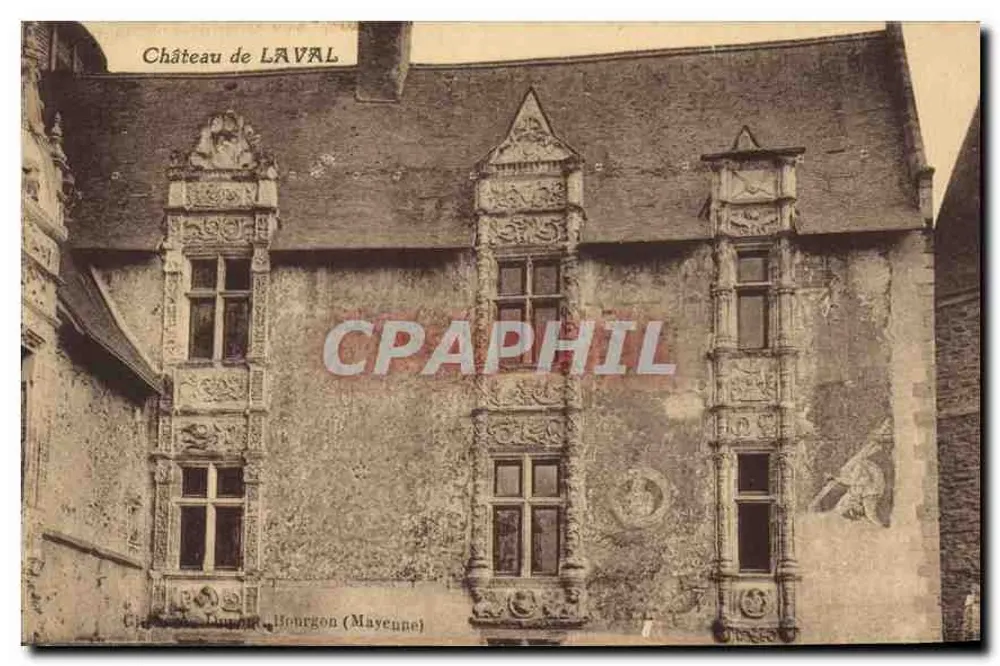 Castelo de LAVAL — Janelas da cour intérieure, lado Leste — Estilo Renascentista (século XVI) — HONRGON (Mayenne) - Frente