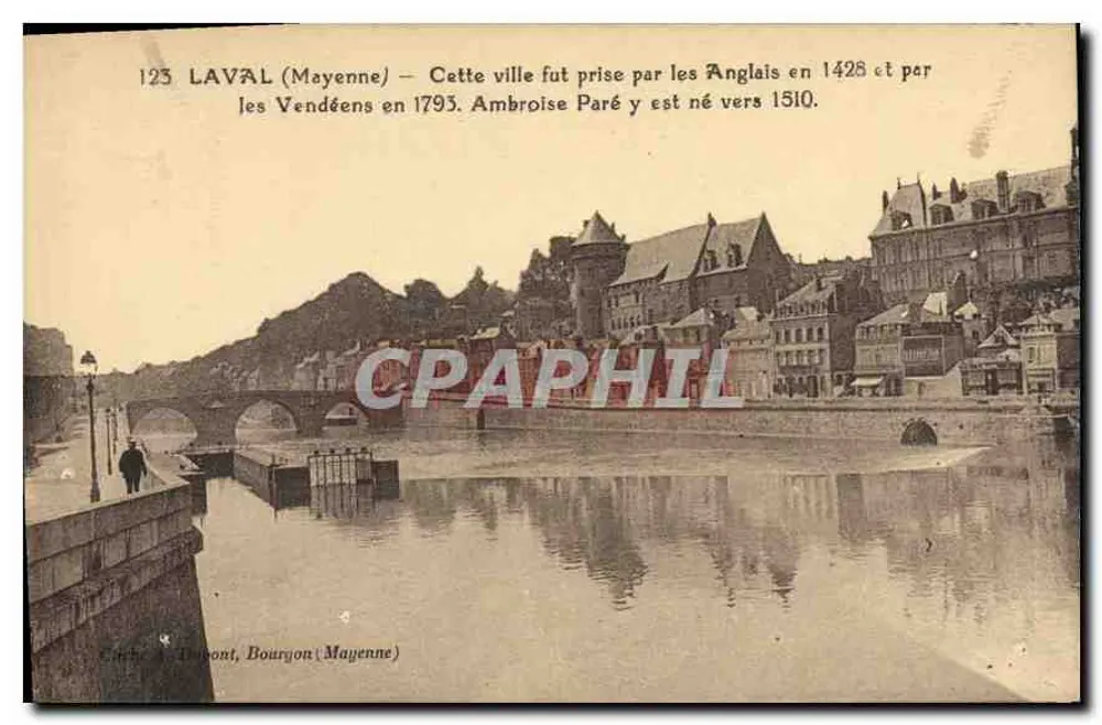 Laval (Mayenne) — Ansicht der Brücke über die Mayenne — Verleger: Duront, Bourgoin (Mayenne), n° 123 - Vorderseite