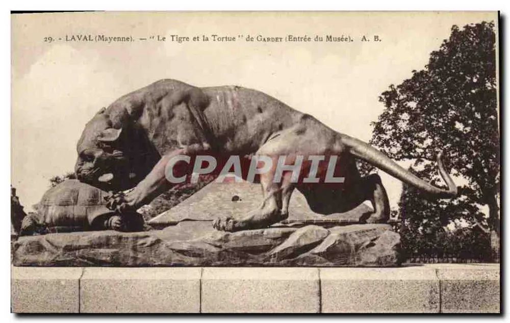Laval (Mayenne) — 'Der Tiger und die Schildkröte' von Gardet (Eingang zum Museum) — A. B. - Vorderseite