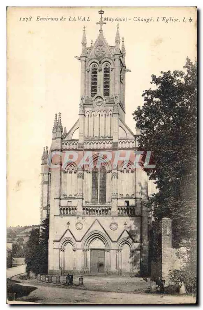 Changé - A Igreja — Environs de La Vallée (Mayenne) — editor L. L. n° 1278 - Frente