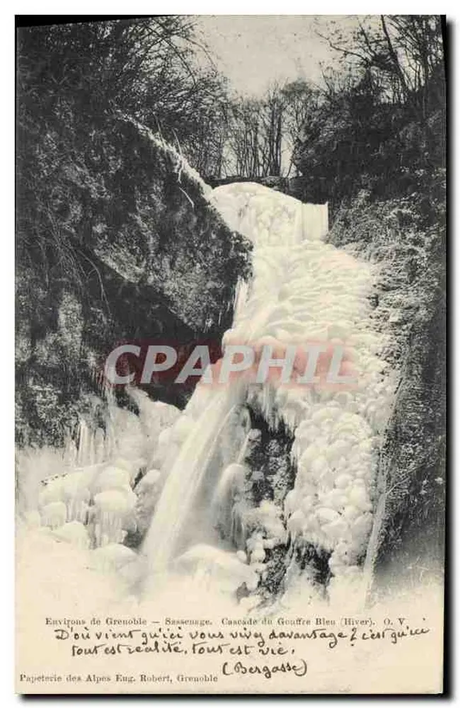 Arredores de Grenoble — Sassanage, Cachoeira do Gouffre Azul (Inverno) — Papelaria das Alpes Eng. Robert, Grenoble - Frente