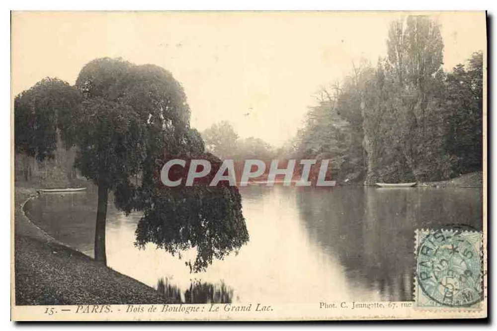 Paris - Bois de Boulogne: Der Große See — Fotografie C. Jeungatte, 67, rue - Vorderseite