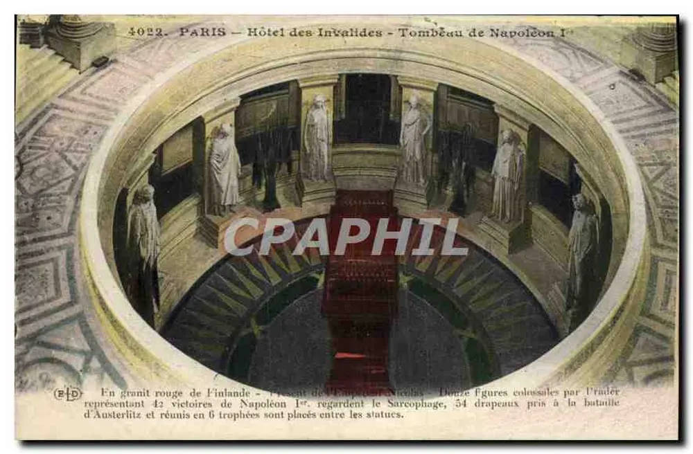 Paris - Hôtel des Invalides - Tombeau de Napoléon Ier — Éditeur B.D. n°4022 - Recto