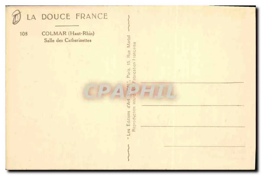 Colmar (Haut-Rhin) — Saal der Catherinettes — Les Éditions d'Art Français - Rückseite