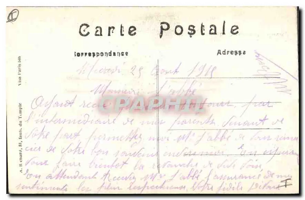 Kościół w Thann — Wysokie Alzasko — zniszczony podczas Wielkiej Wojny 1914-15 - Rewers