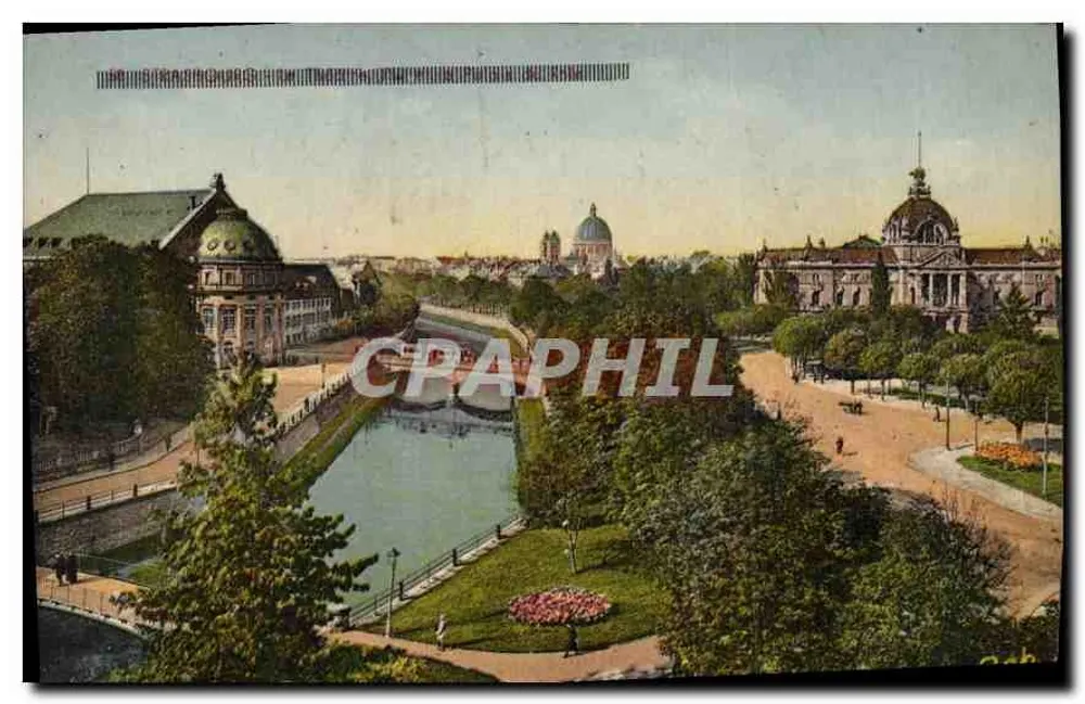 Strasbourg — O Teatro e o antigo Palácio Imperial — Verlag Jul. Manias & Cie, Strasbourg - Frente