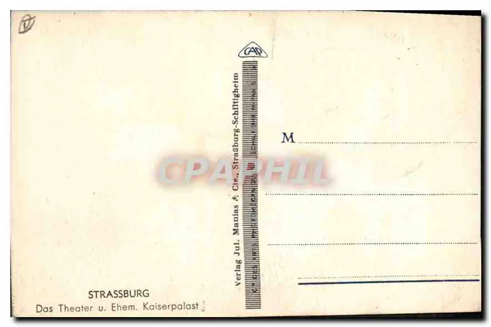 Strasbourg — O Teatro e o antigo Palácio Imperial — Verlag Jul. Manias & Cie, Strasbourg - Verso