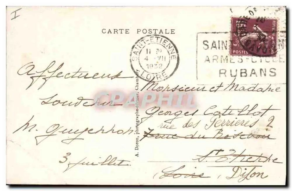 Chambéry — Castelo Ducal — editor A. Doron, n° 156 - Verso