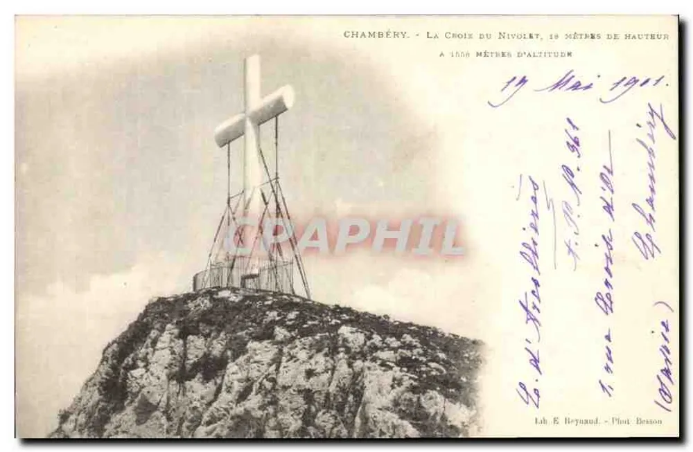 Chambéry - La Croix du Nivolet, 1556 metros de altitud — Lab. E. Reynaud, Fot. Besson - Anverso