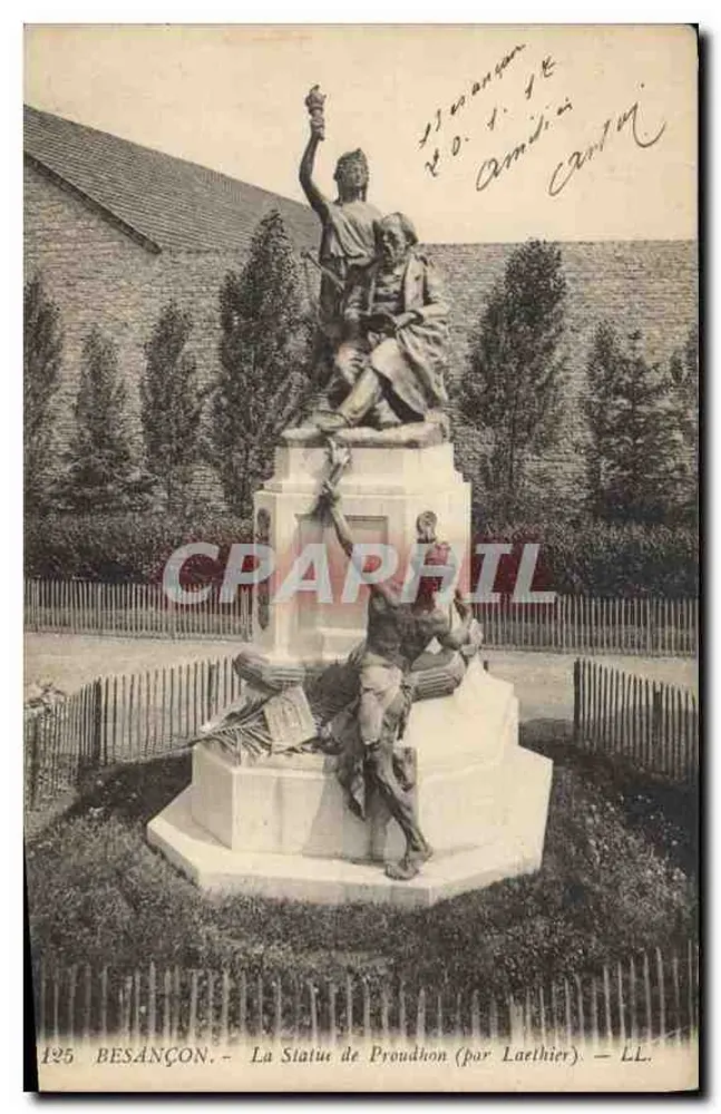 Besançon — A Estátua de Proudhon (por Laethier) — LL. n°125 - Frente