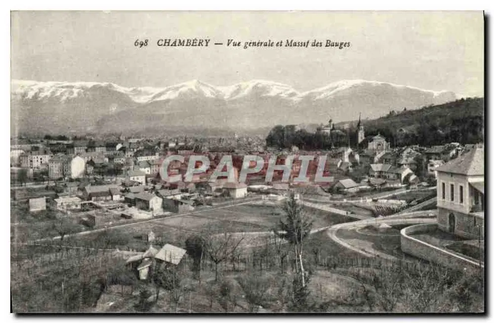 Chambéry — Vista geral e Massif dos Bauges — Coleção 'La Plus Belle' — n° 698 - Frente