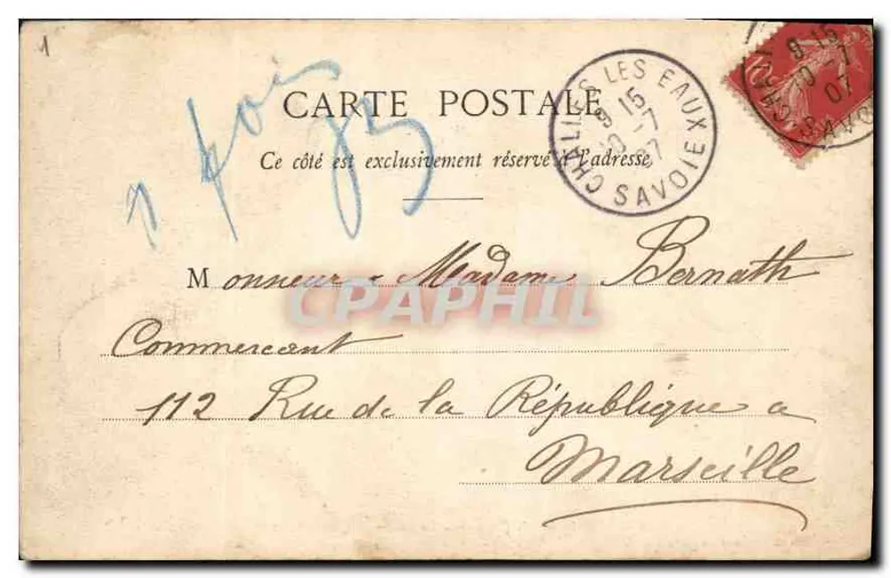 Challes-les-Eaux (Savoie) — Ansicht des Casinos und des Mont Saint-Michel — Lib. Edit. E. Reynaud, Chambéry — n° 309 - Rückseite