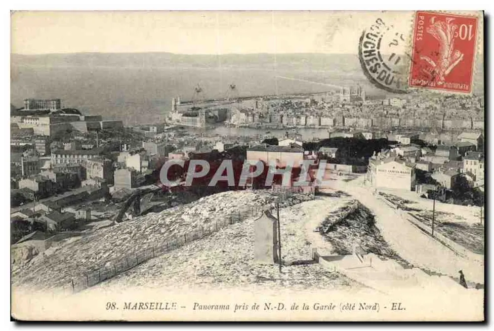 Marseille — Panorama vom N.-D. de la Garde (Nordseite) — EL. - Vorderseite