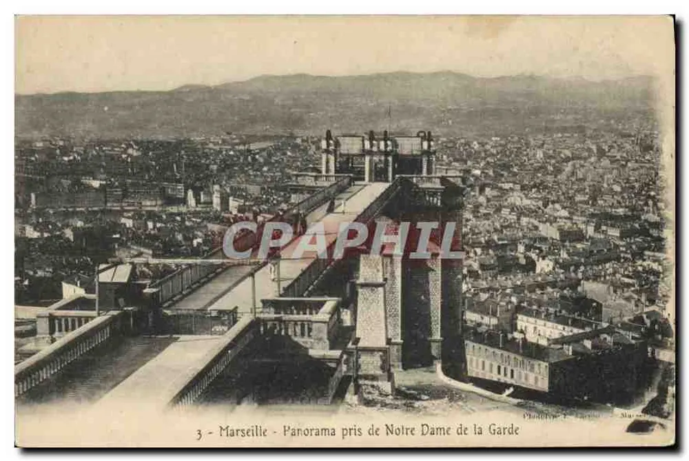 Marseille - Panorama vom Notre Dame de la Garde - Plaquette J. Laroche, Nr. 3 - Vorderseite