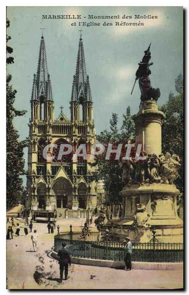 MARSEILLE - Denkmal der Mobiles und die Reformierte Kirche — Verlag: C. P. A. (Seriennummer nicht lesbar) - Vorderseite