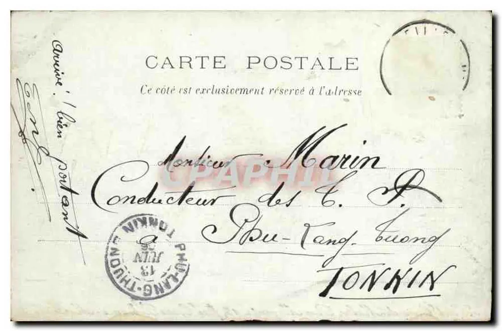 Marseille La Bourse — façade néoclassique, éditeur Hôtel Croix-de-Malle, Rue Magenta, 15 - Verso