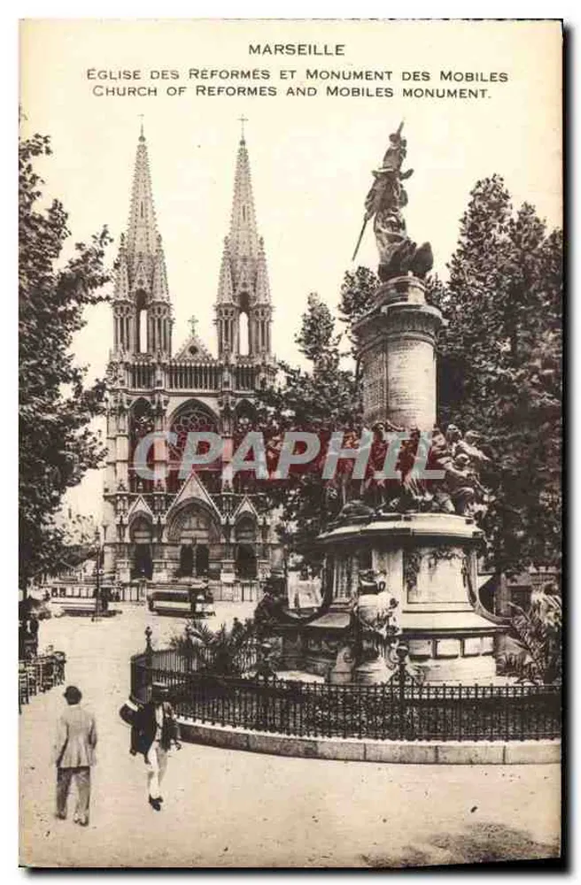 Marseille — Kirche der Reformierten und Denkmal der Mobiles — ohne Verleger oder sichtbare Nummer - Vorderseite