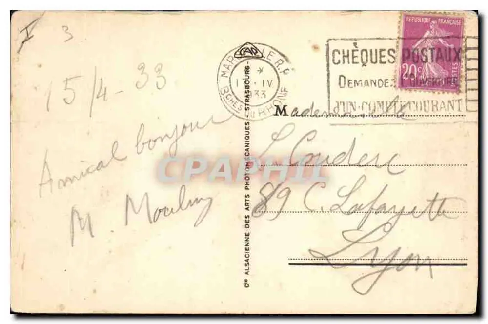 Marseille - La Cathédrale et N.D. de la Garde — Éditeur : Chèques Postaux - Verso