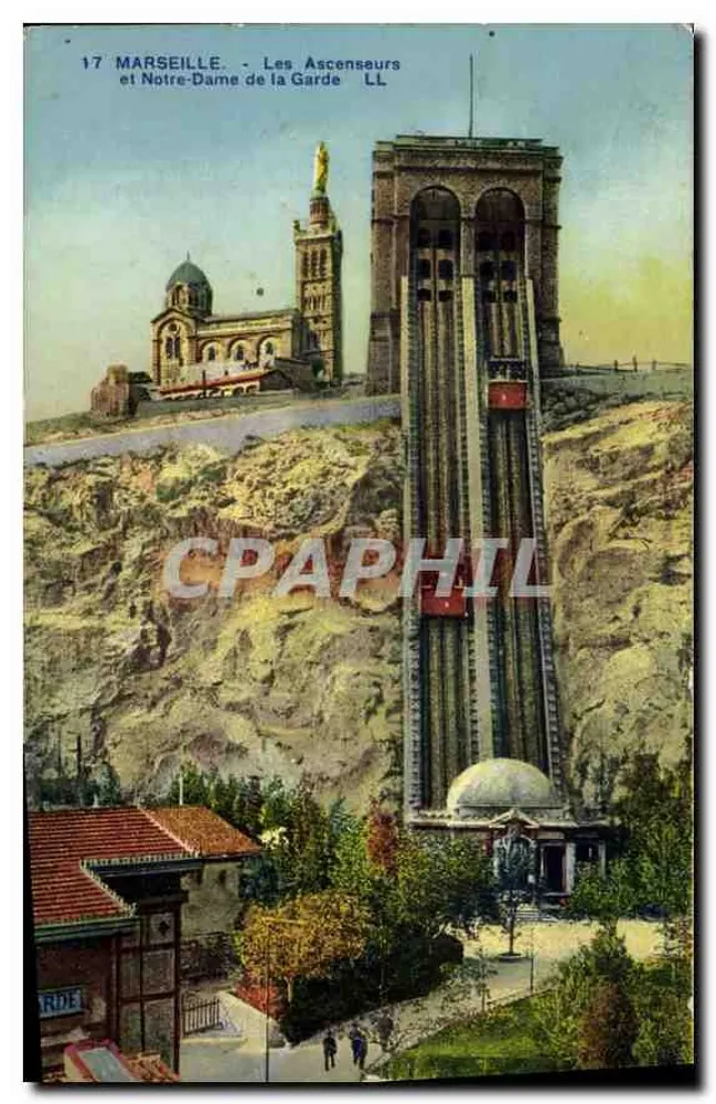 Marseille - Les Ascenseurs et Notre-Dame de la Garde - LL - Recto