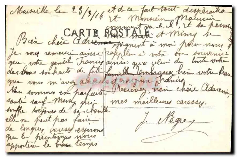 Marseille — Através dos Pinheiros — J. Pégrez - Verso