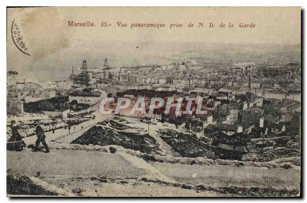 Marseille — Panoramablick vom N.D. de la Garde — Marcelle Gérard, Marseille - Vorderseite