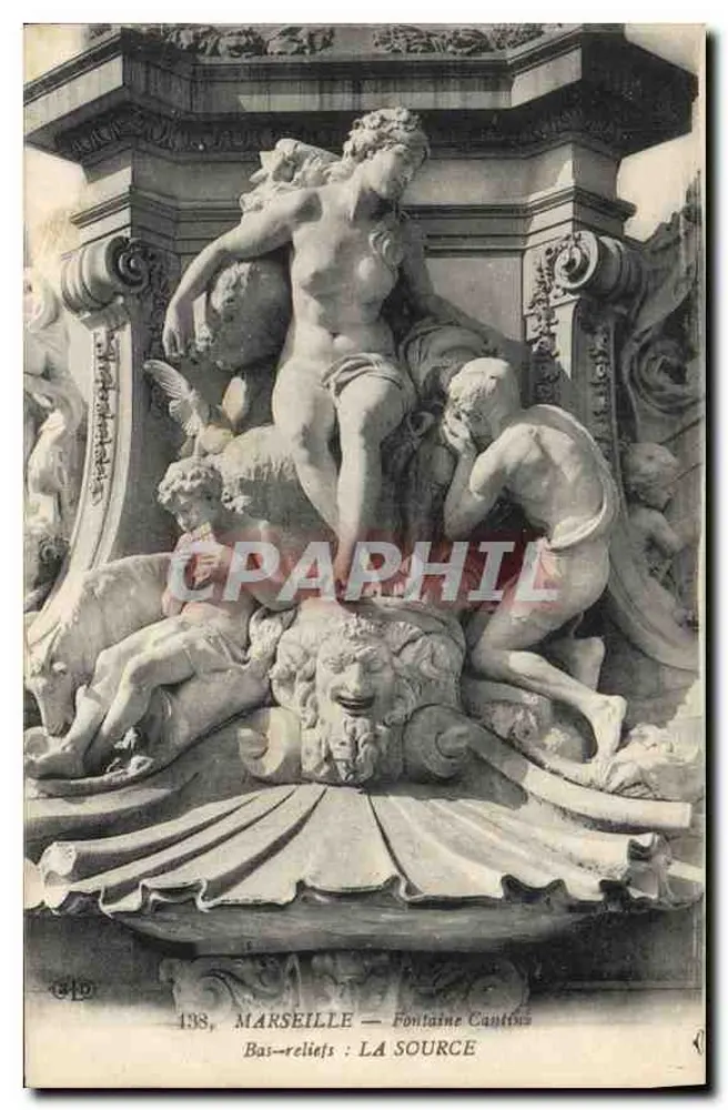 Marselha — Fontaine Cantini — Bas-reliefs: A Fonte — C.P.A. n°138 - Frente