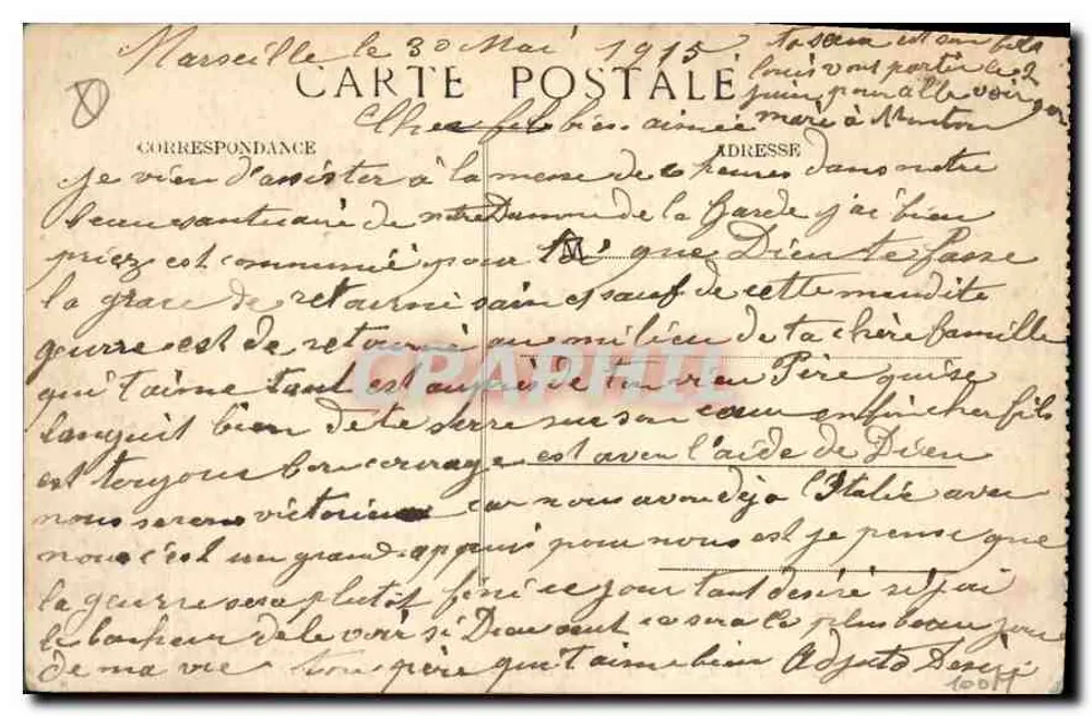 Marseille — N.-Dr. de la Garde — La Croix de Mission (1890) - Rückseite
