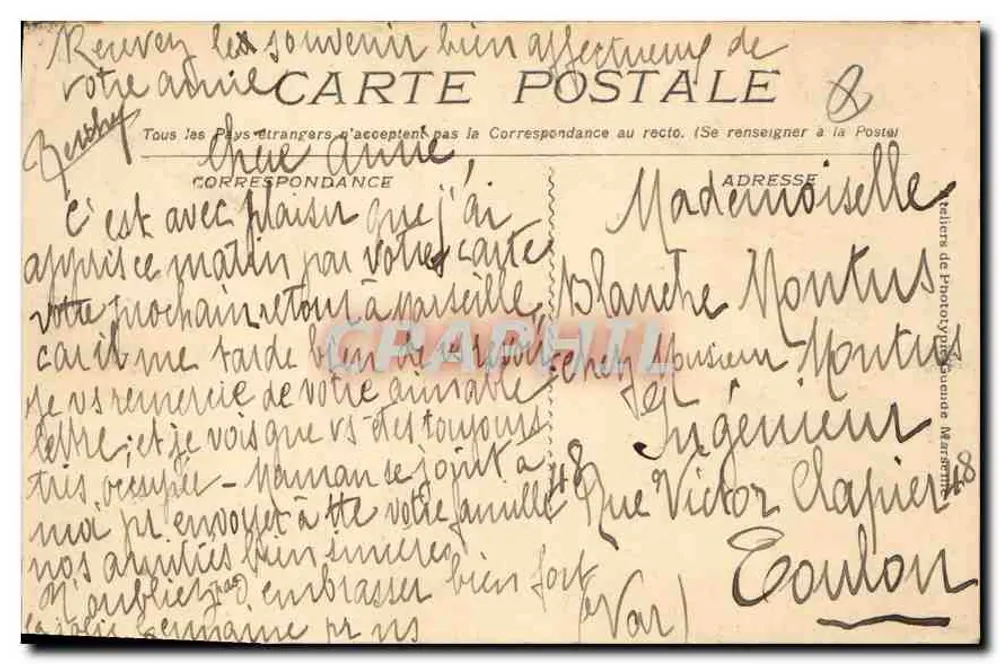 Marseille - A Virgem da Guarda — Bilhete postal antigo n°90, editor - Verso
