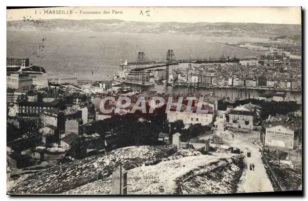 Marseille — Panorama dos Portos — Editor: A. SANCHEZ MARIA - Frente