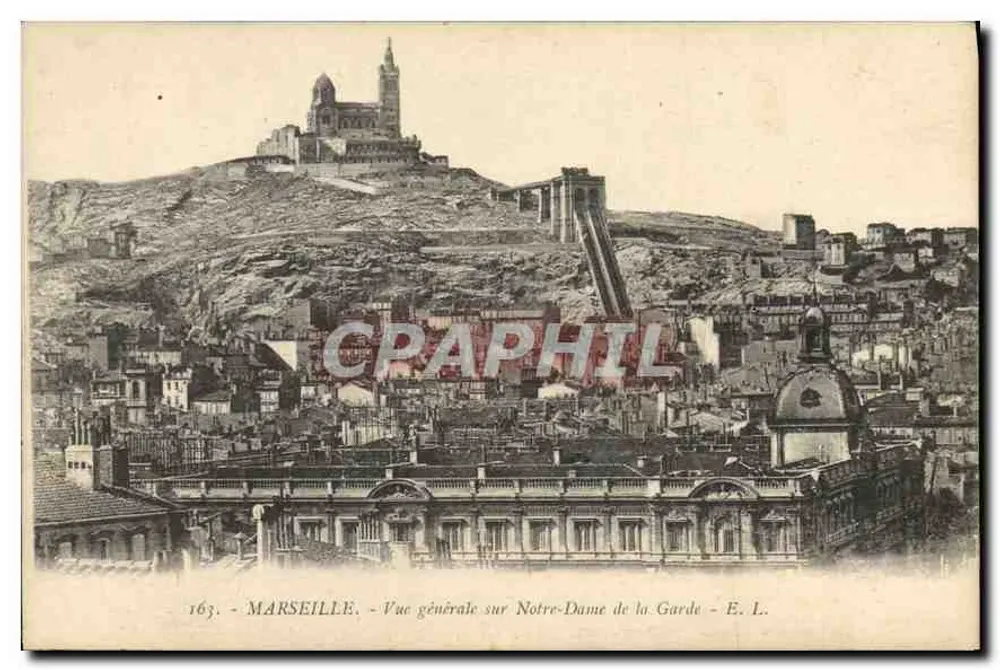 Marseille — Vue générale sur Notre-Dame de la Garde — E. L. n° 163 - Recto