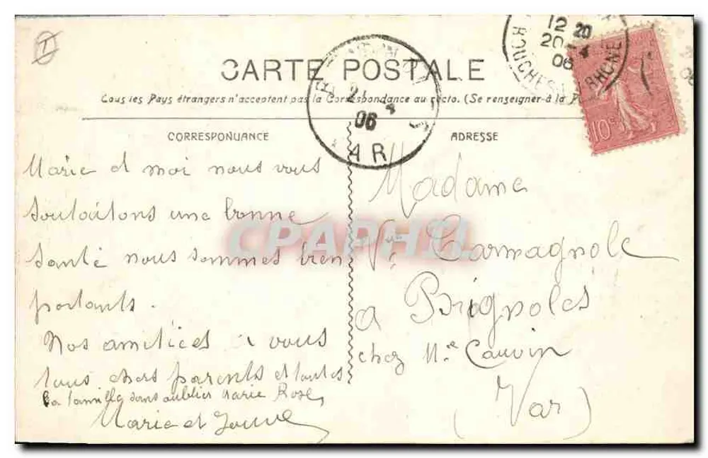 Marseille - A Fonte Estrangin — Edição Nouvelles Galeries, n°39 - Verso