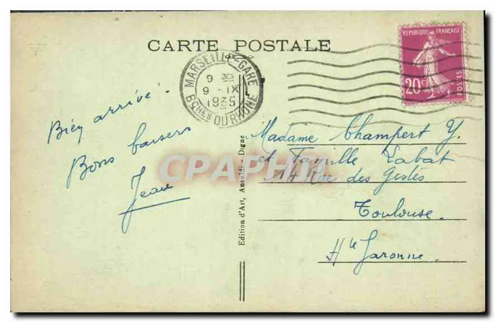 Marseille — Notre-Dame de la Garde et les ascenseurs — Édition D'Art Diguez n°1025 - Verso