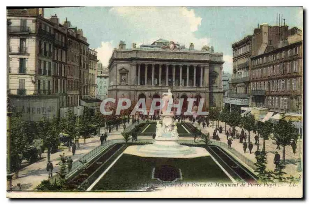 Square de la Bourse e Monumento di Pierre Puget — LL. — Editore LL. - Recto