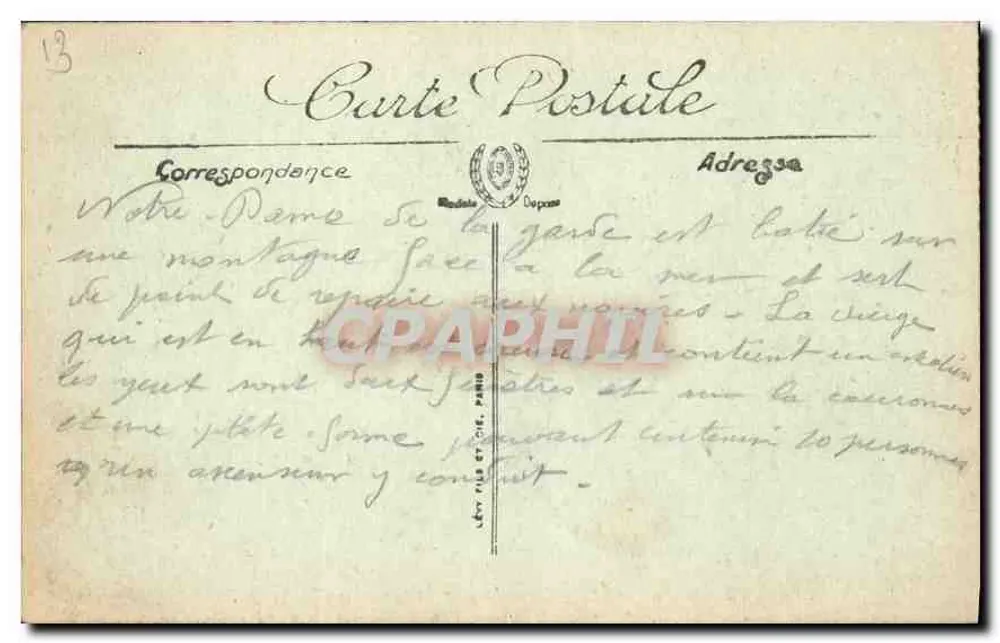Marseille — Notre-Dame de la Garde — LL. - Verso