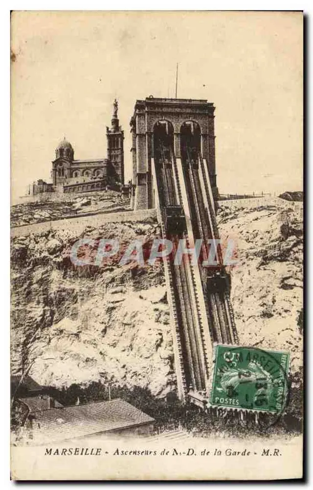 Marseille - Ascenseurs de N.-D. de la Garde - M.R. - Éditeur : M.R. - Recto