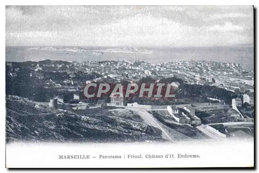 Marseille — Panorama: Frioul. Schloss If. Endoume. - Vorderseite