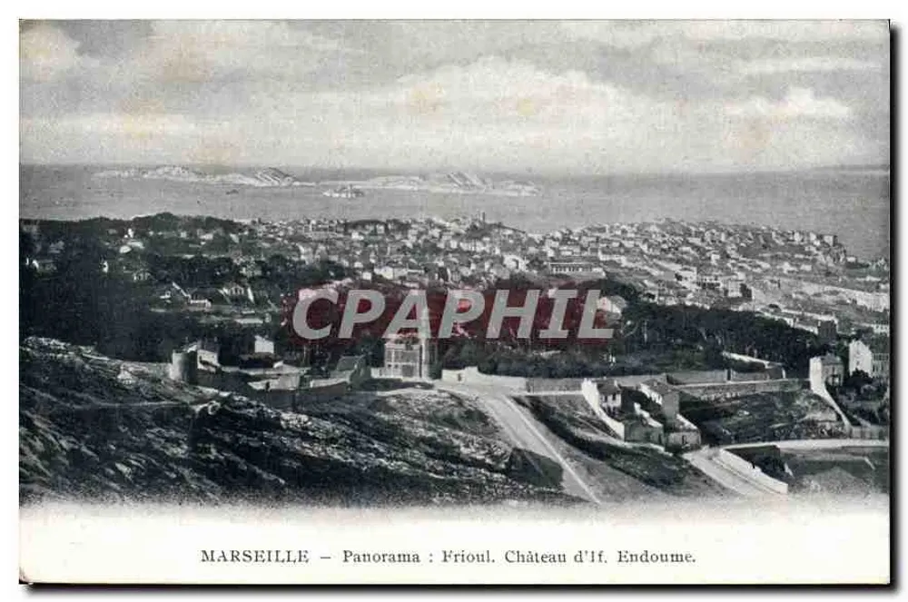Marseille — Panorama: Frioul. Schloss If. Endoume. - Vorderseite