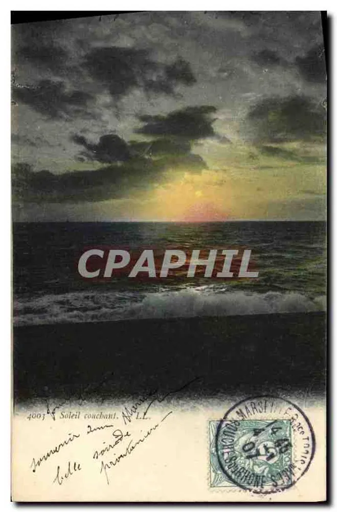 Pôr do sol — vista marítima — editor L.L. n°4003 - Frente