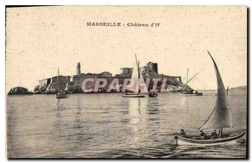 Marseille - Castelo de If — vista marítima com barcos a vela - Frente