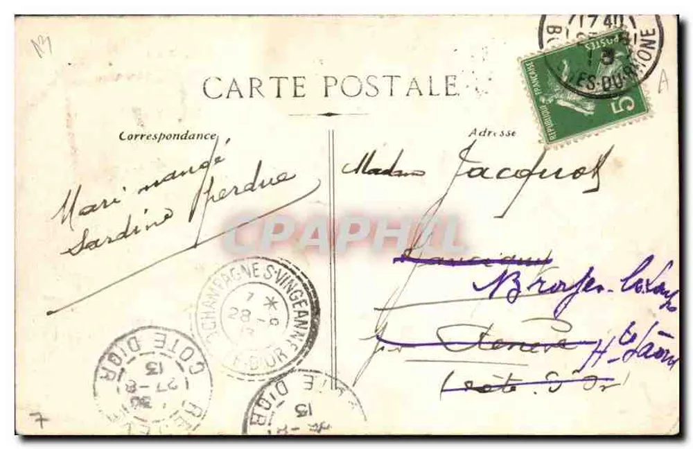 MARSEILLE — Vista através dos Pins — Bilhete postal antigo N° 10 - Verso
