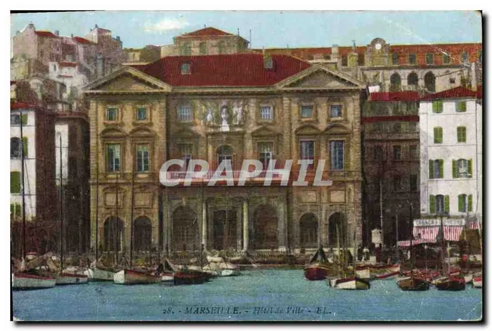 Marseille - Hotel de Ville — éditeur E.L. n°28 - Frente